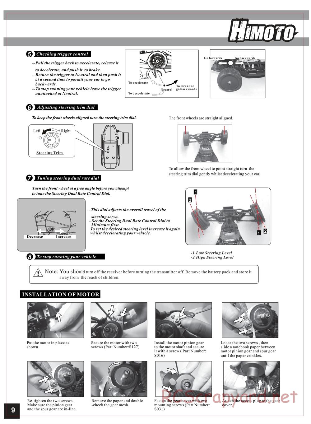 Himoto Racing - Bashe - HI1018 / HI1018BL - Manual - Page 10