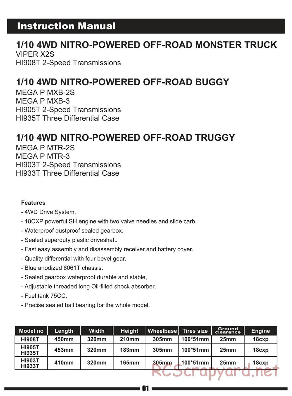 Himoto Racing - Mega-P MXB-3 - HI935T - Manual - Page 2