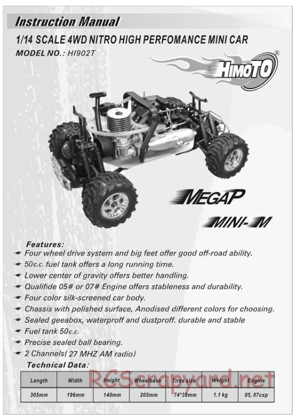 Himoto Racing - Megap Mini M Beetle - HI902T - Manual - Page 1