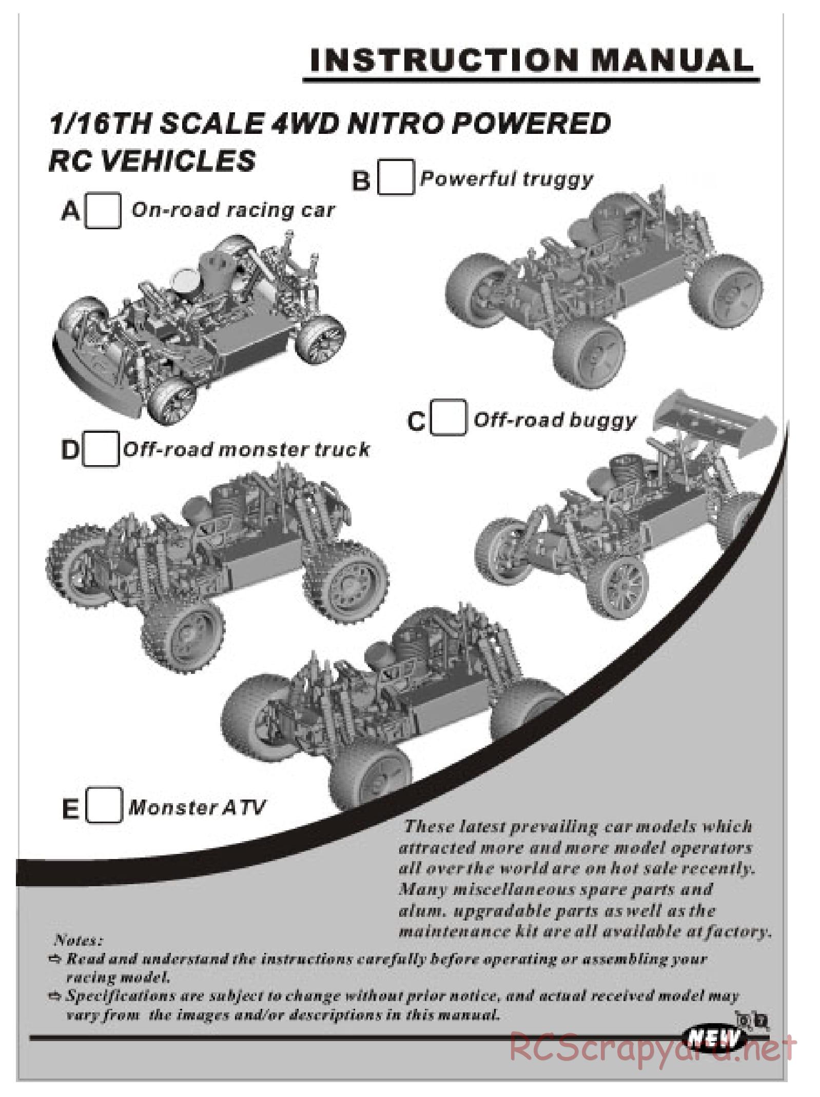 Himoto Racing - Rim Battler RS-1 - HI8116 - Manual - Page 1