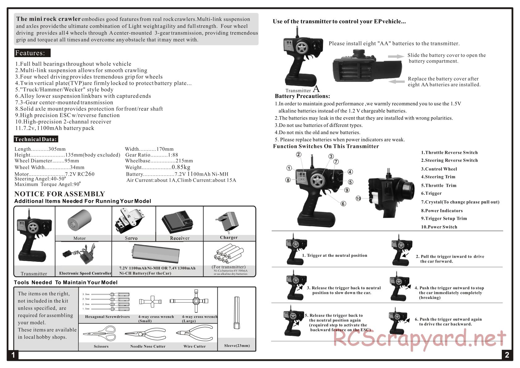 Himoto Racing - Mini Rock Crusher MRC-18 - Manual - Page 2