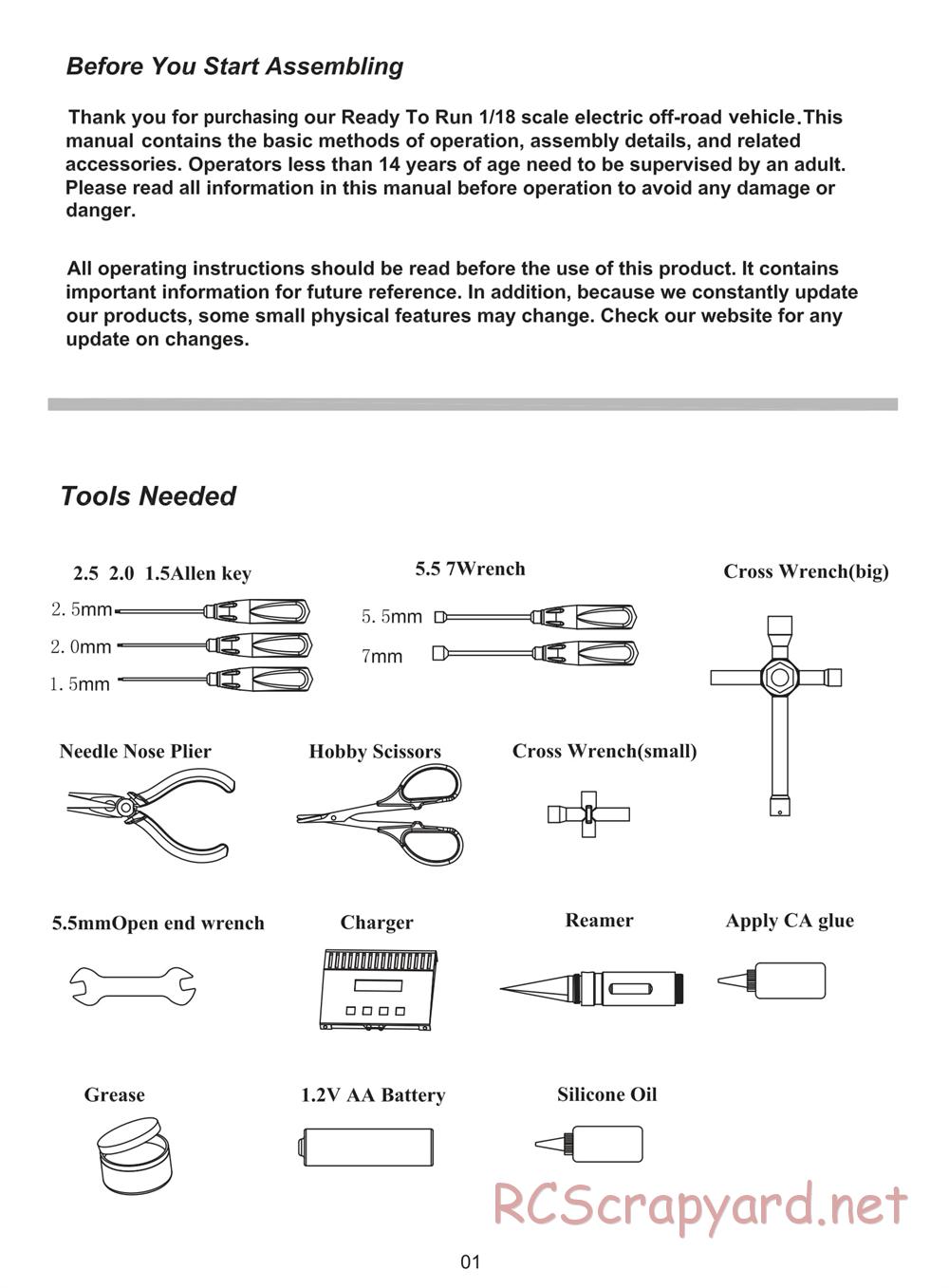 Himoto Racing - 1/18 Electric Models - Manual - Page 3