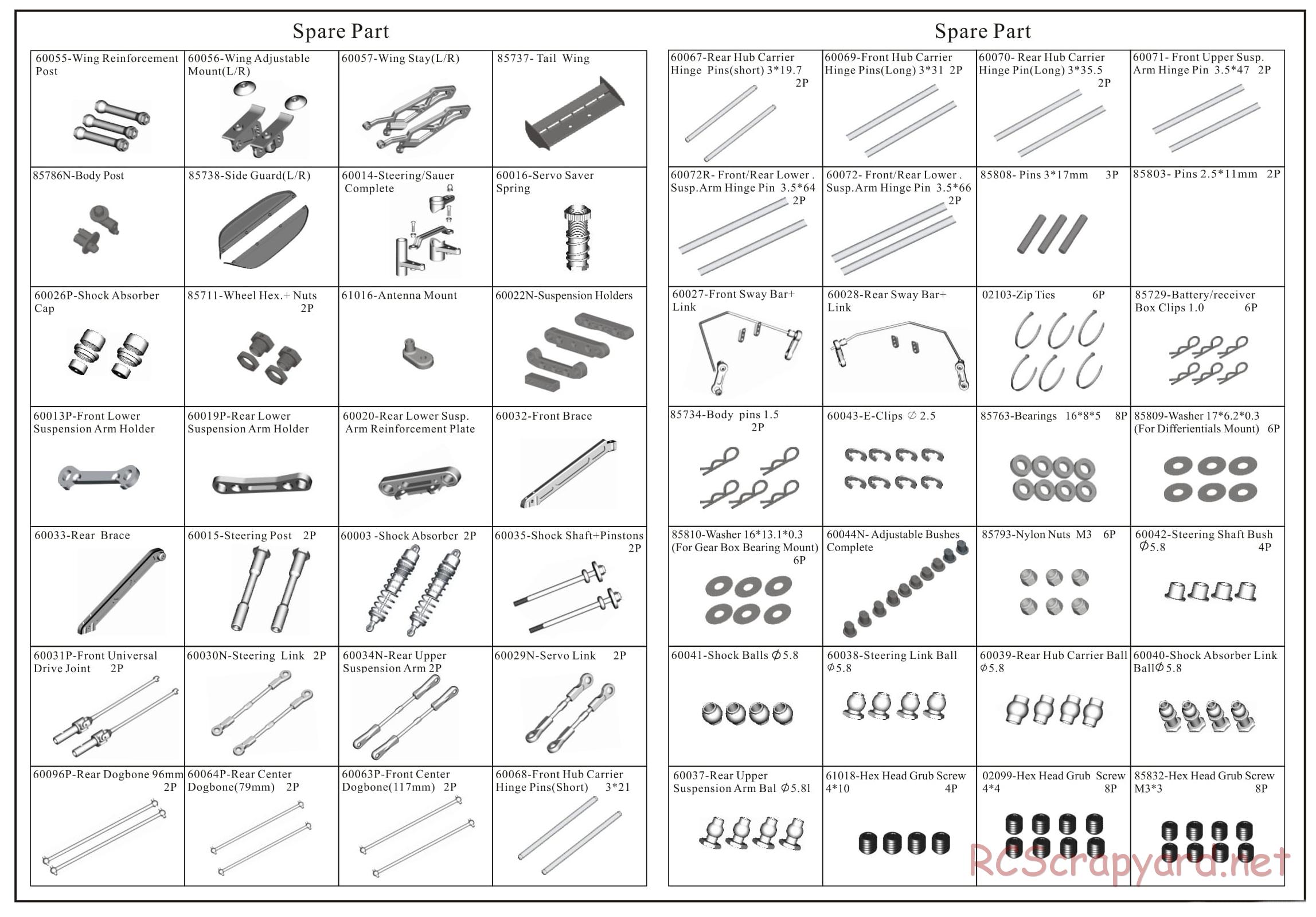 Himoto Racing - Vega8 XB - HI4060 - Parts List - Page 2