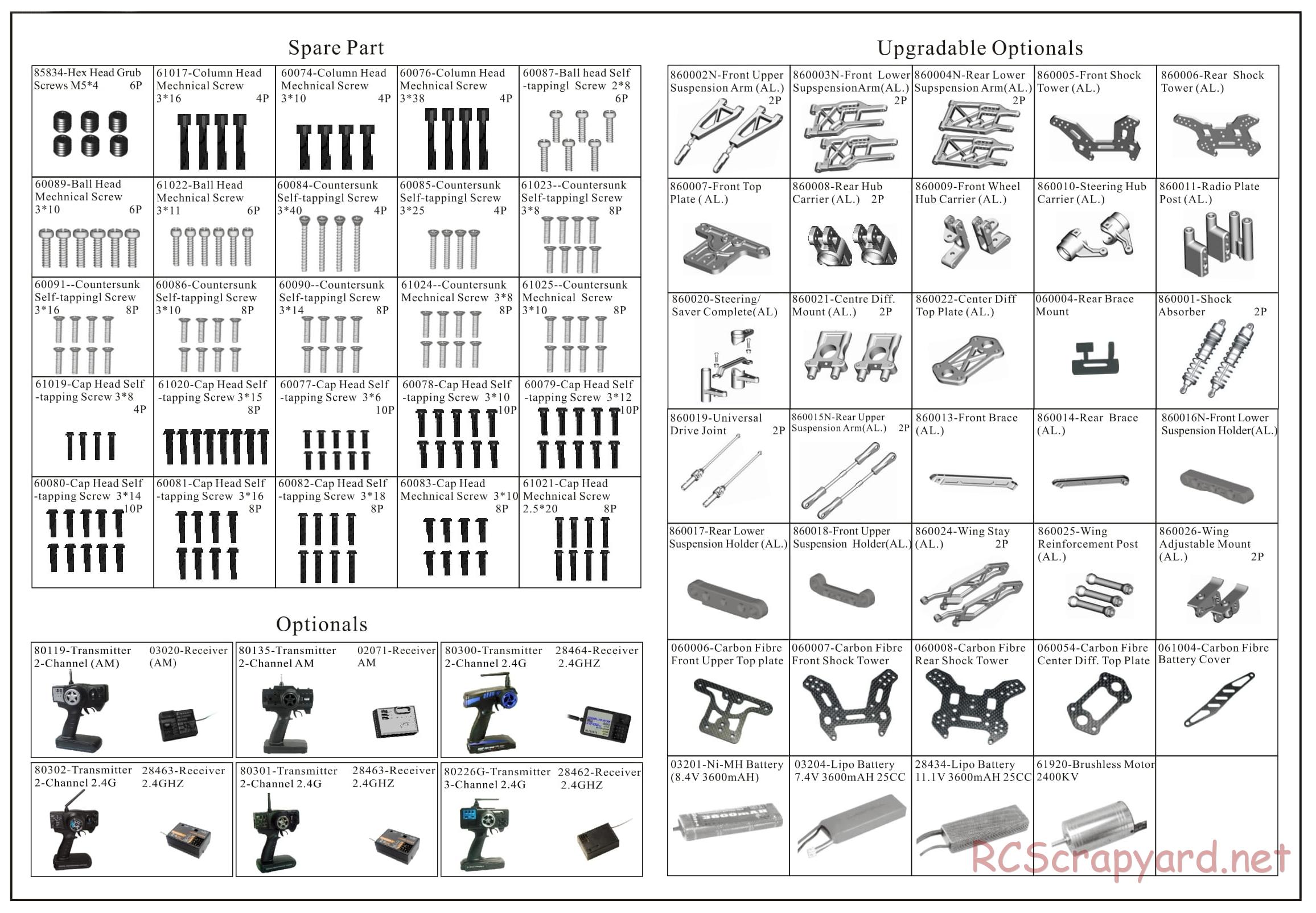 Himoto Racing - Vega8 XB - HI4060 - Parts List - Page 3