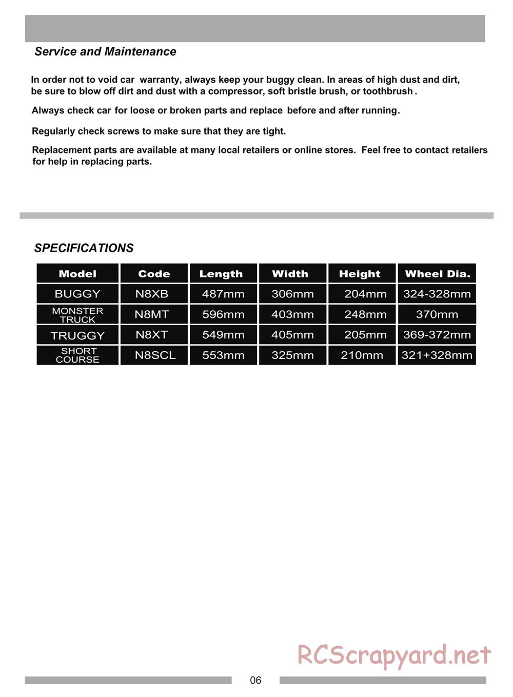 Himoto Racing - Cluster - N8MT - Manual - Page 8