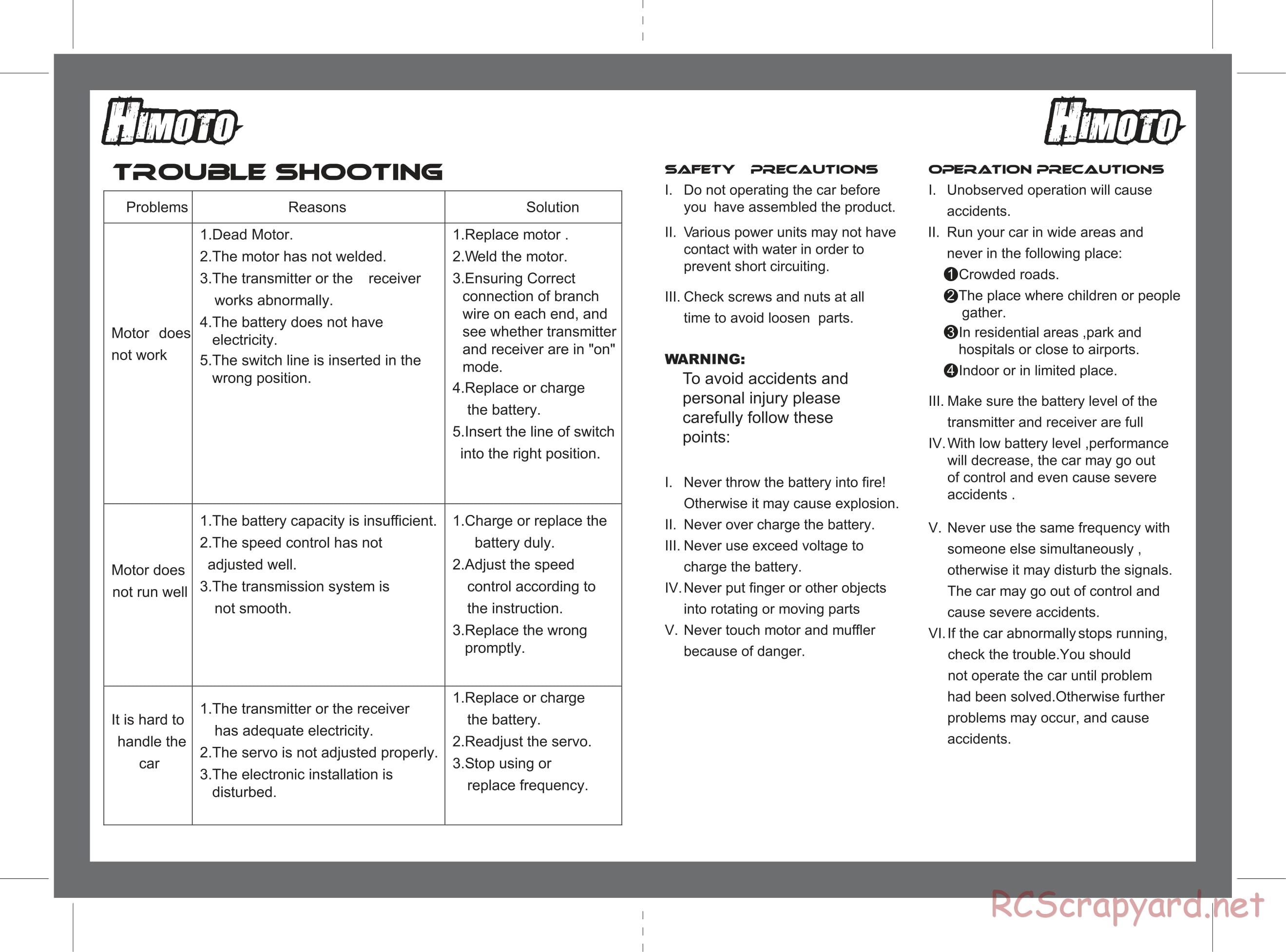 Himoto Racing - Formula Car (F1) - HI1121 - Manual - Page 2