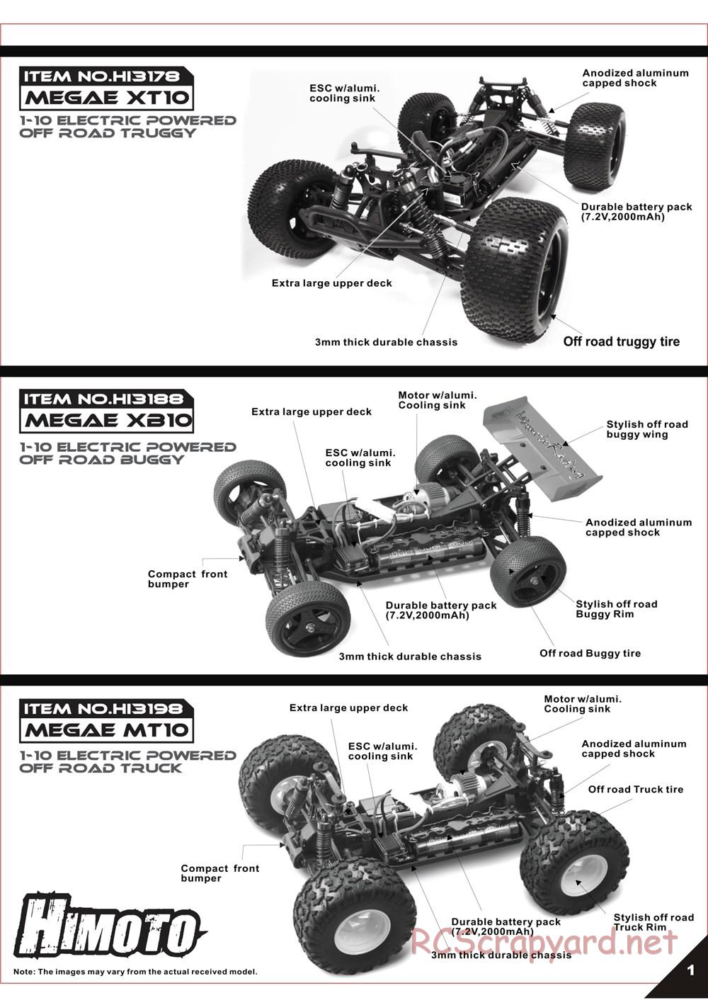 Himoto Racing - Megae MT10 - HI3198 / HI3198BL - Manual - Page 3