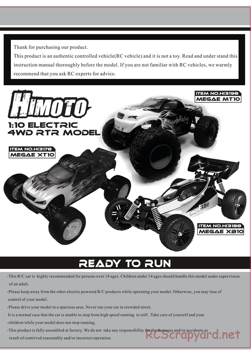 Himoto Racing - Megae MT10 - HI3198 / HI3198BL - Manual - Page 36