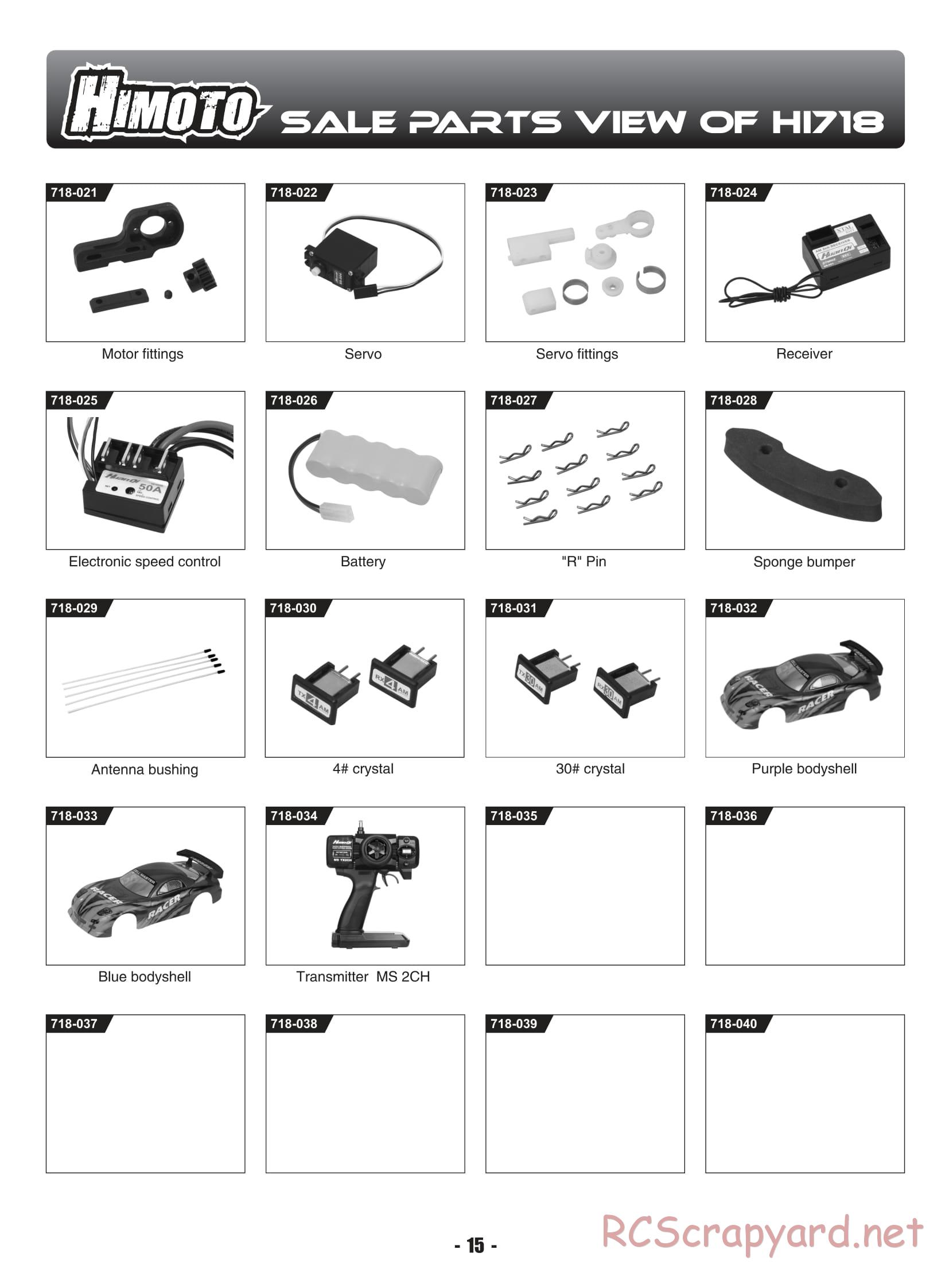 Himoto Racing - Mini Drift Lightning Car - HI718 - Manual - Page 17