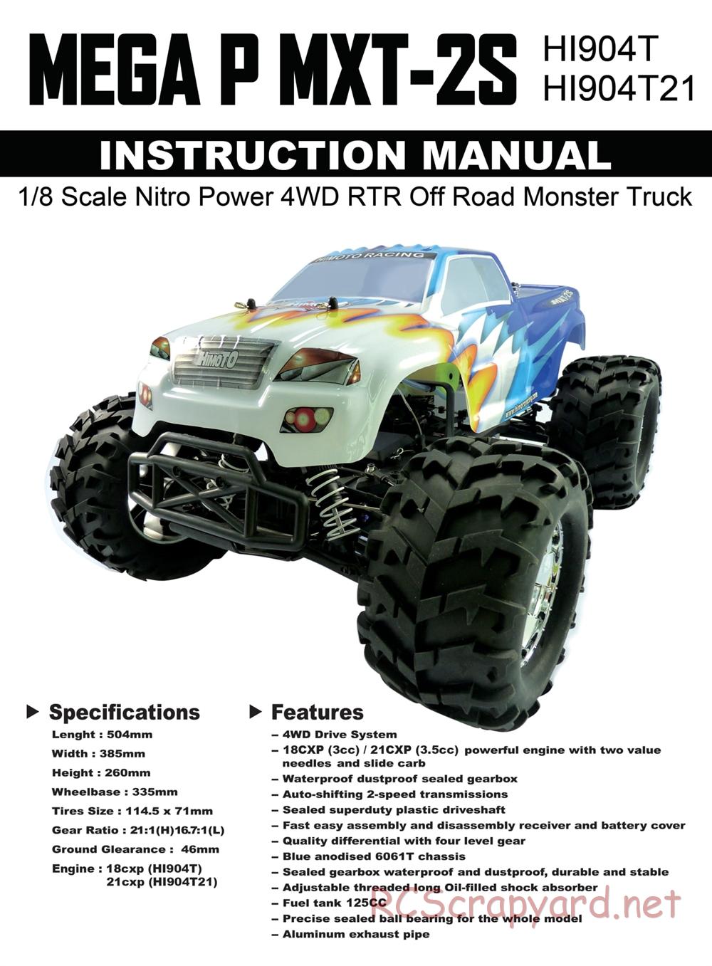 Himoto Racing - Mega P MXT-2S - HI904T - Manual - Page 1