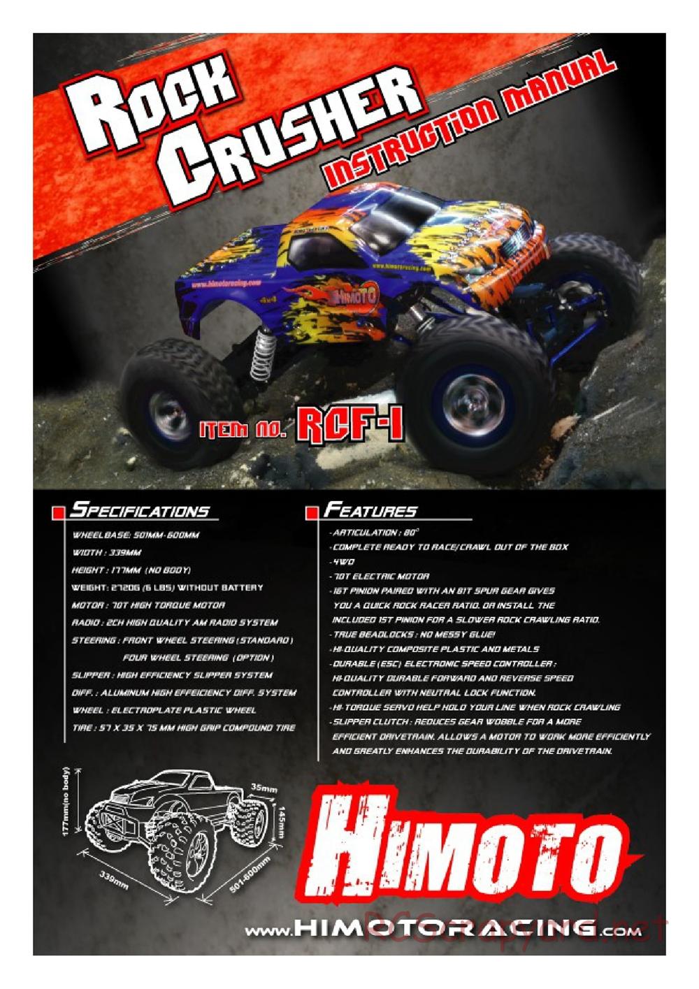 Himoto Racing - Rock Crusher RCF-1 - Manual - Page 1