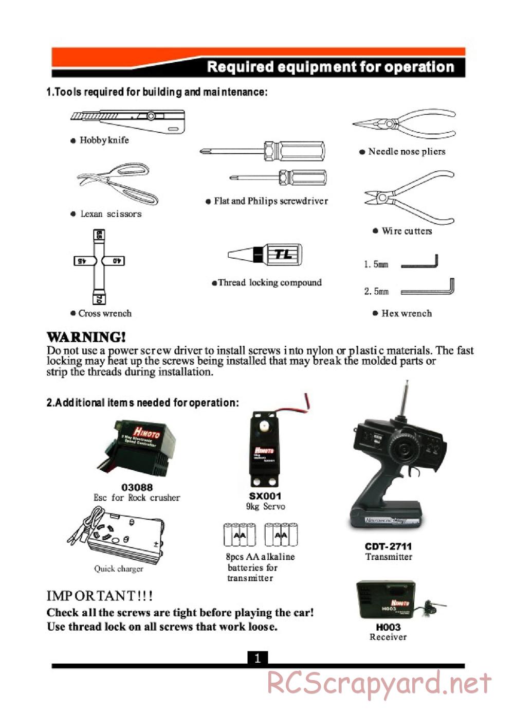 Himoto Racing - Rock Crusher RCF-1 - Manual - Page 2