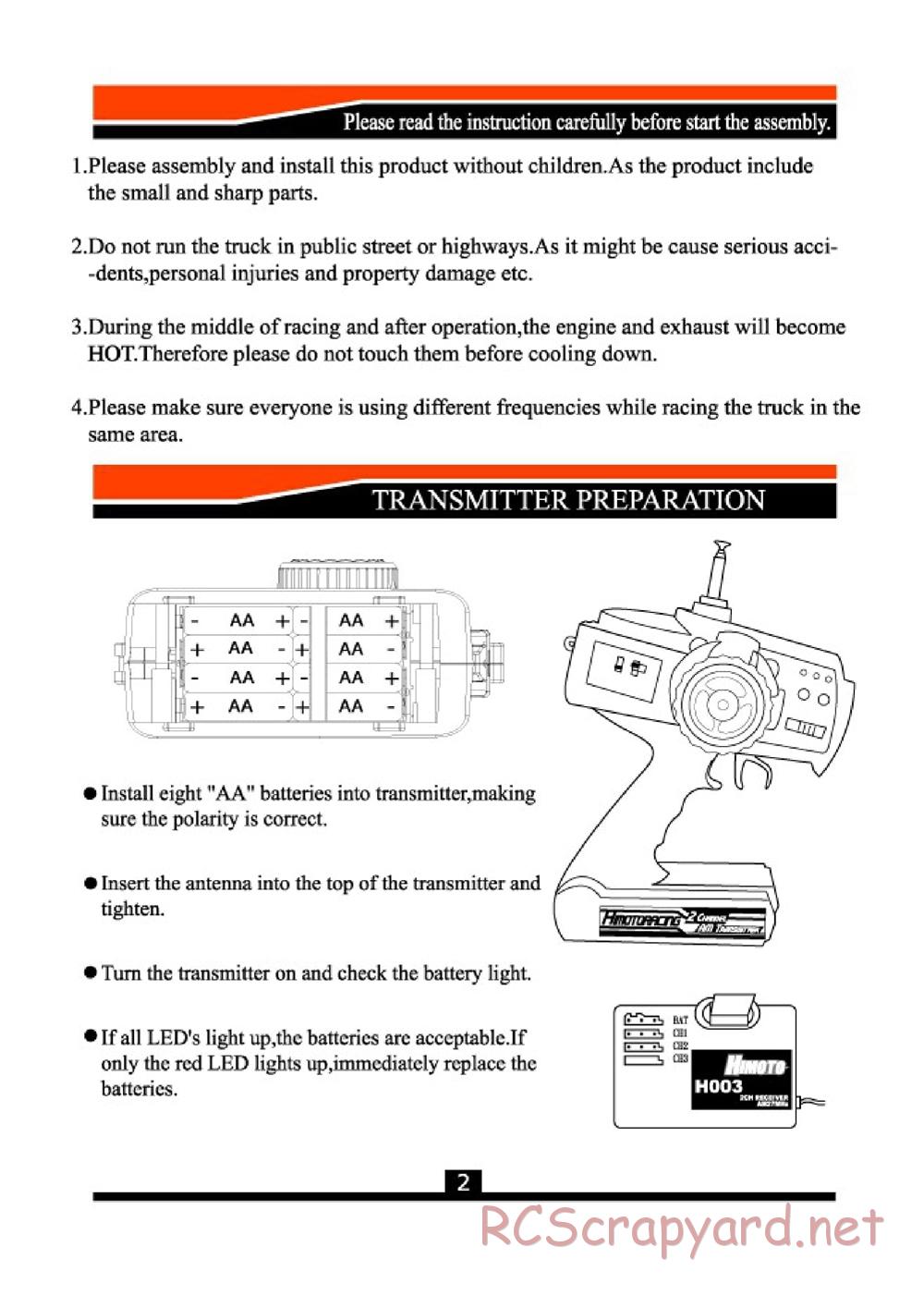 Himoto Racing - Rock Crusher RCF-1 - Manual - Page 3