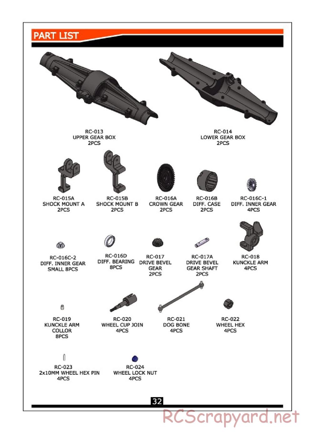 Himoto Racing - Rock Crusher RCF-1 - Manual - Page 33