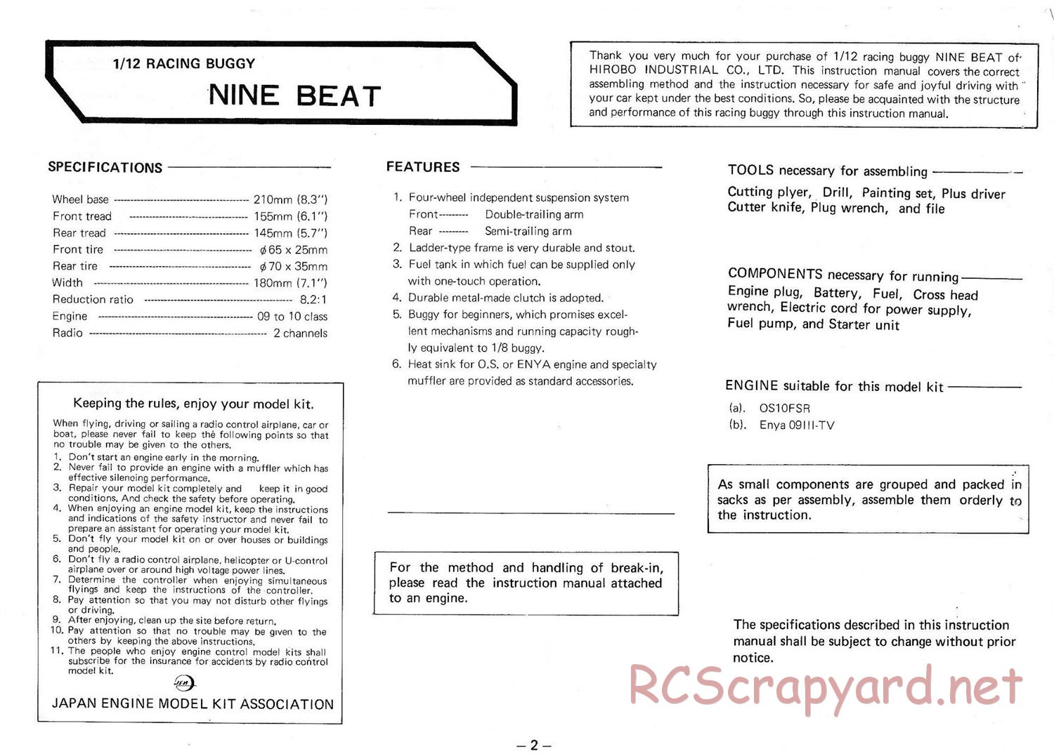 Hirobo - Nine Beat Buggy - Manual - Page 3