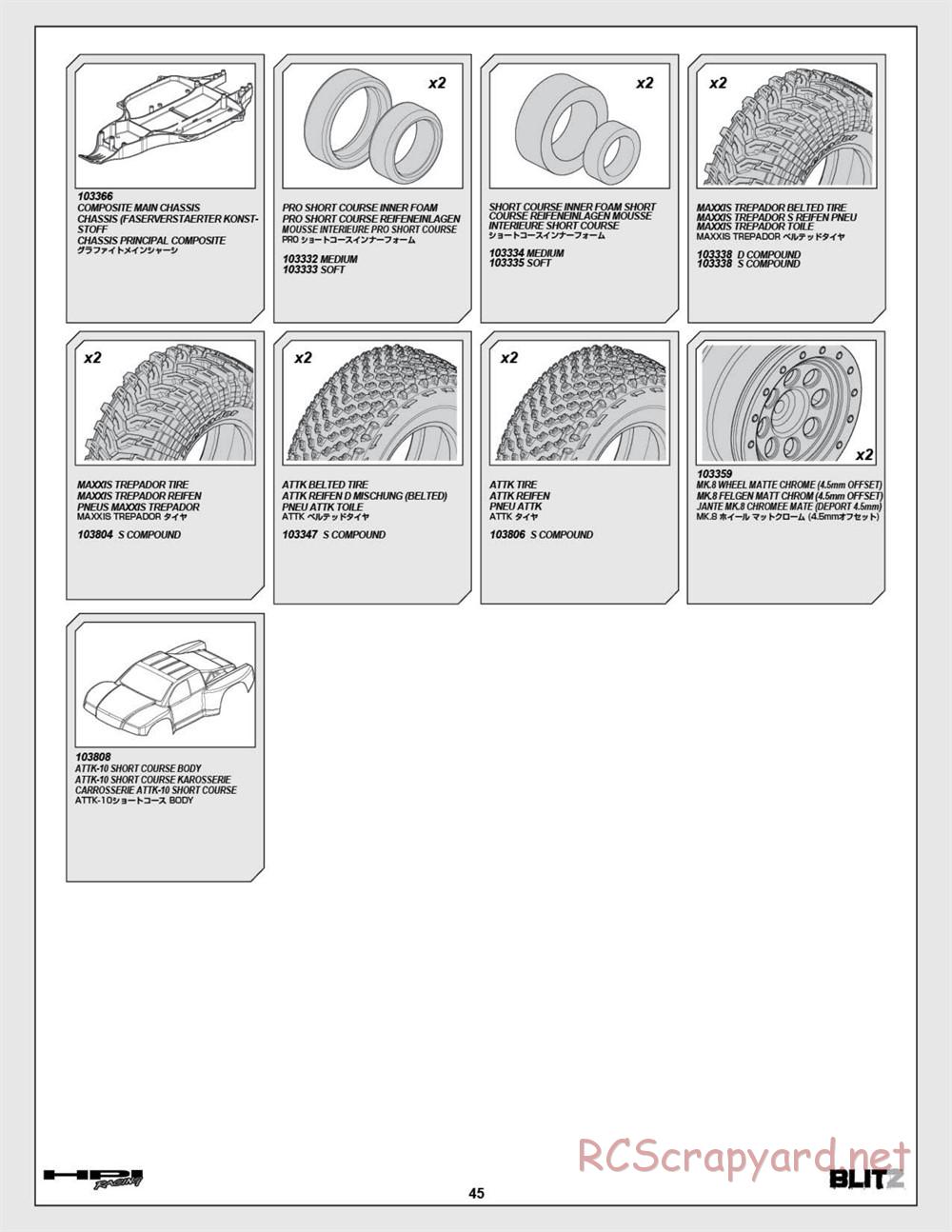 HPI - Blitz Art Series - Exploded View - Page 45