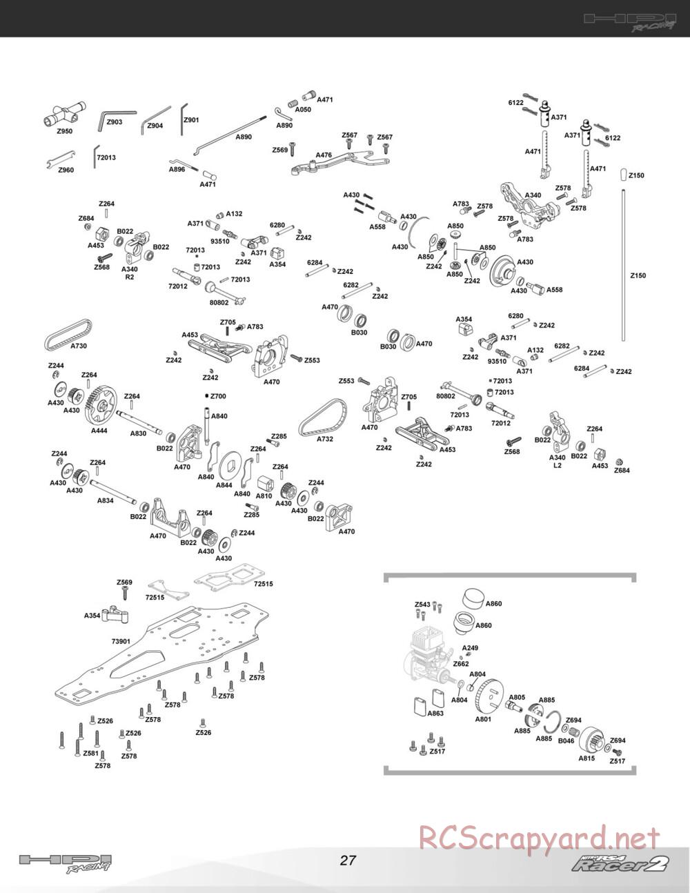 HPI - Nitro RS4 Racer 2 Chassis - Exploded View - Page 27