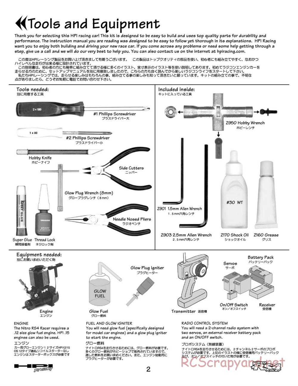 HPI - Nitro RS4 Racer Chassis - Manual - Page 2