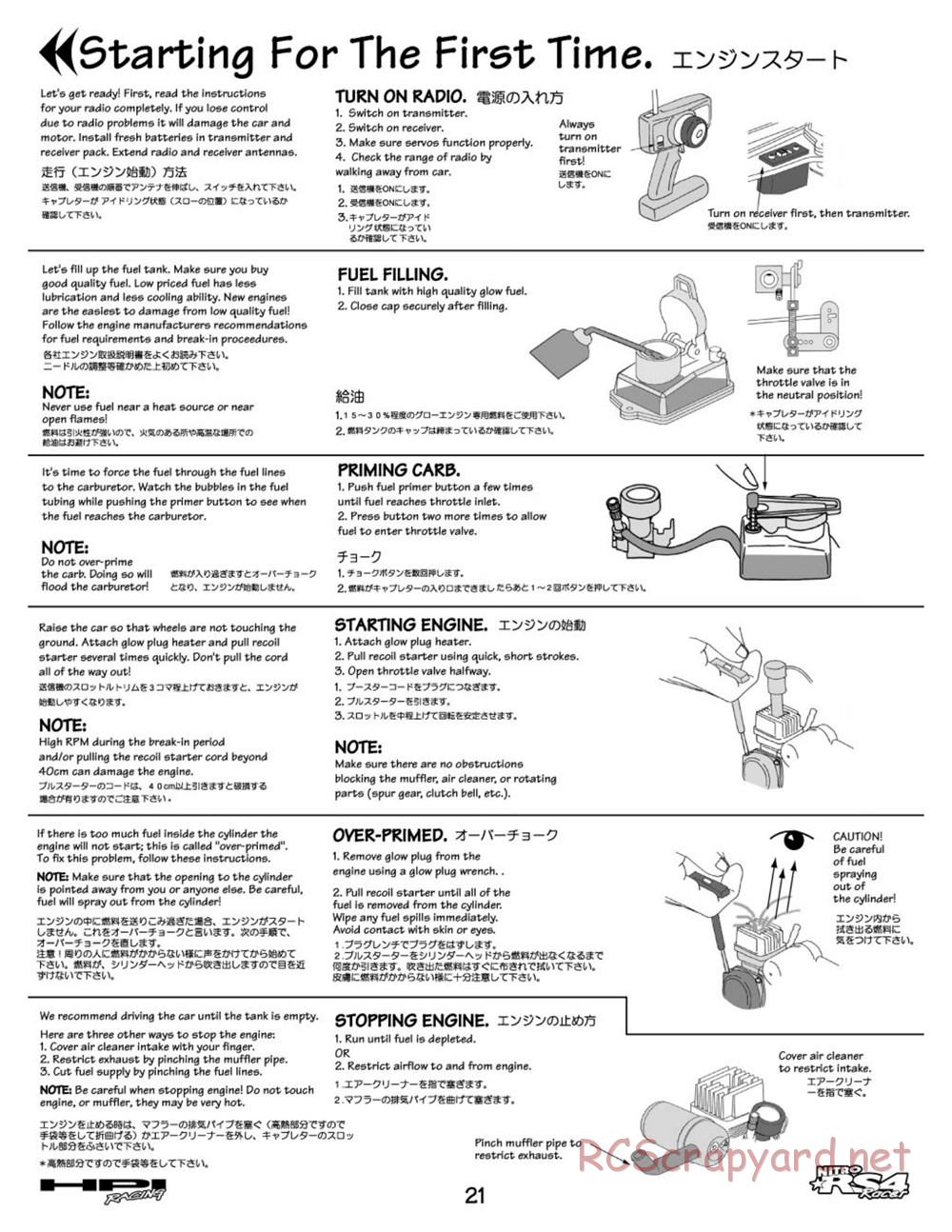 HPI - Nitro RS4 Racer Chassis - Manual - Page 21