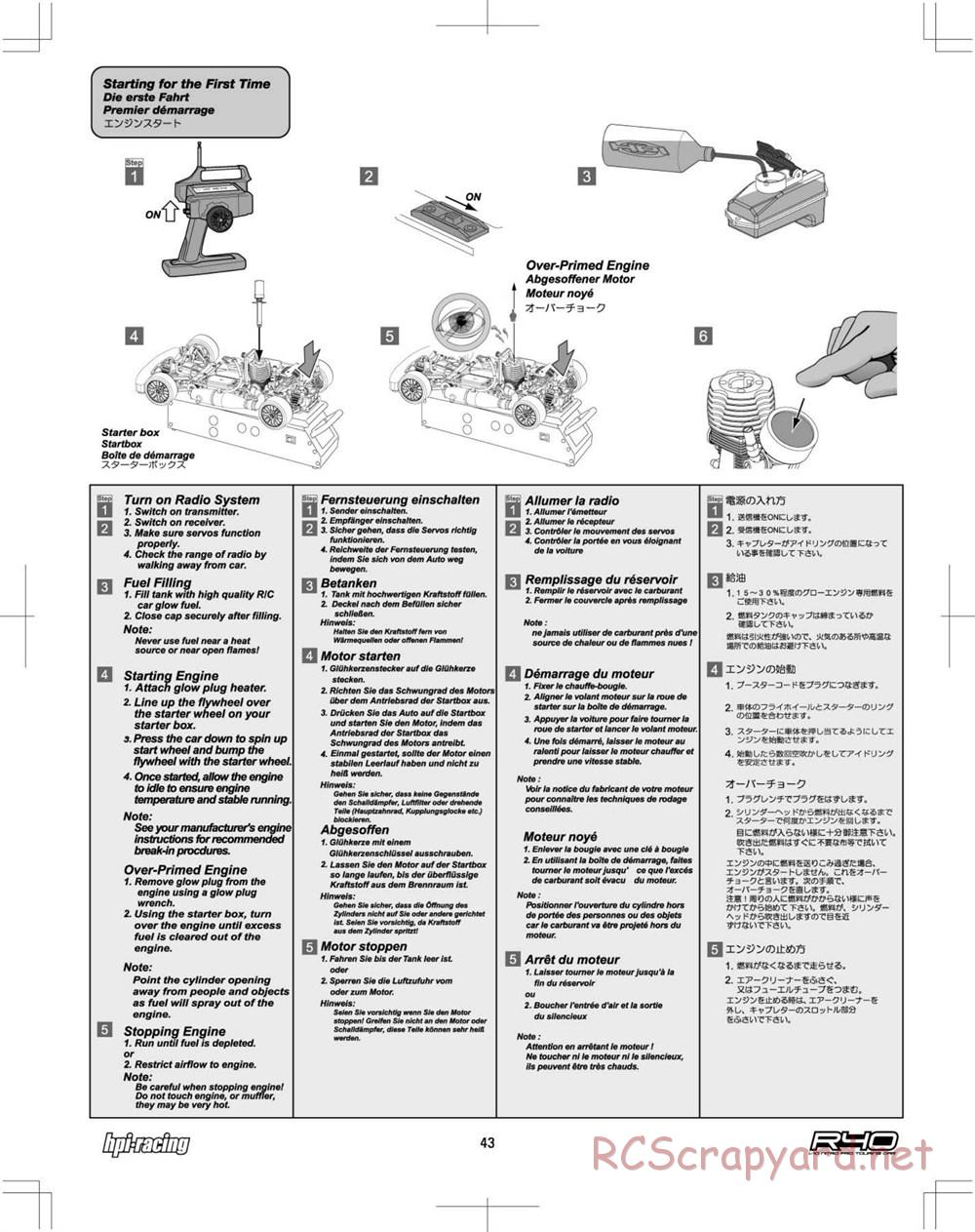 HPI - R40 Nitro Touring Car - Manual - Page 43