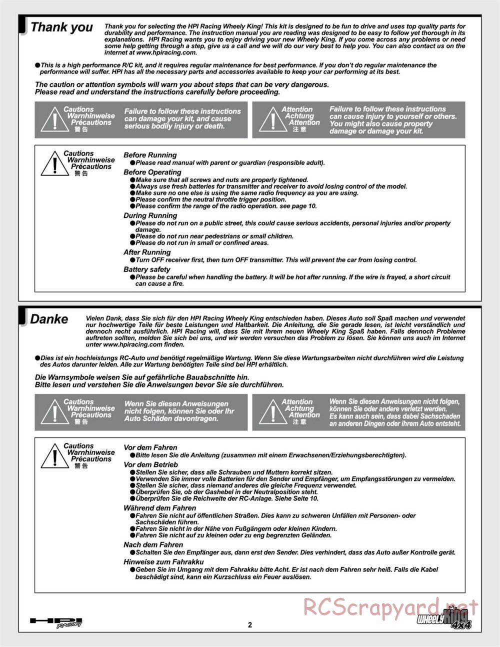 HPI - Wheely King 4x4 (2007) - Manual - Page 2