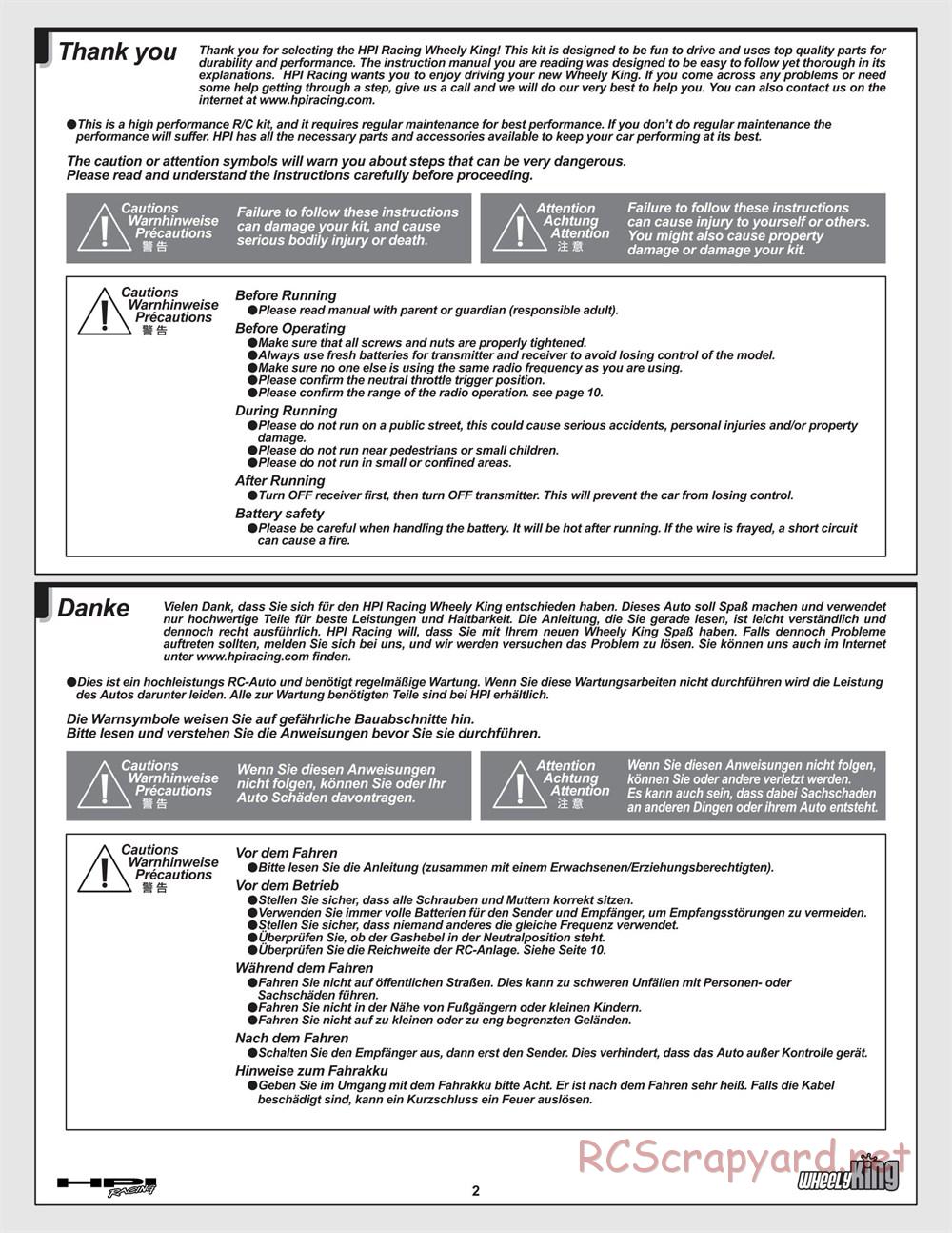 HPI - Wheely King - Manual - Page 2