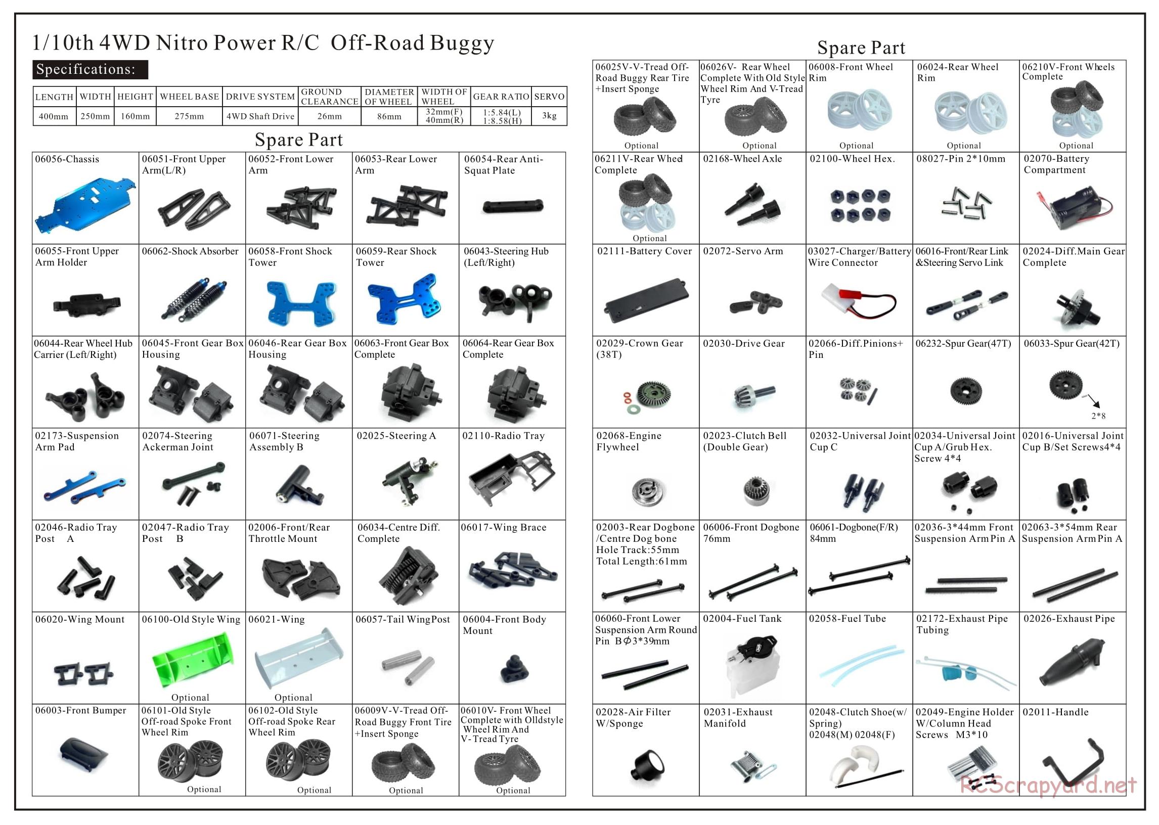 HSP Racing - 1/10 Nitro Buggy - Exploded View - Page 1