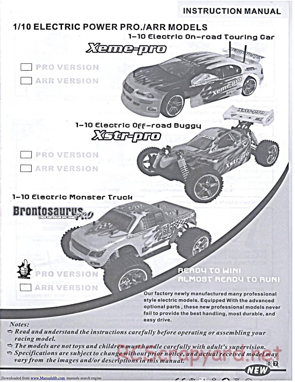 HSP Racing - Xeme-Pro - 94103PRO - Manual - Page 1