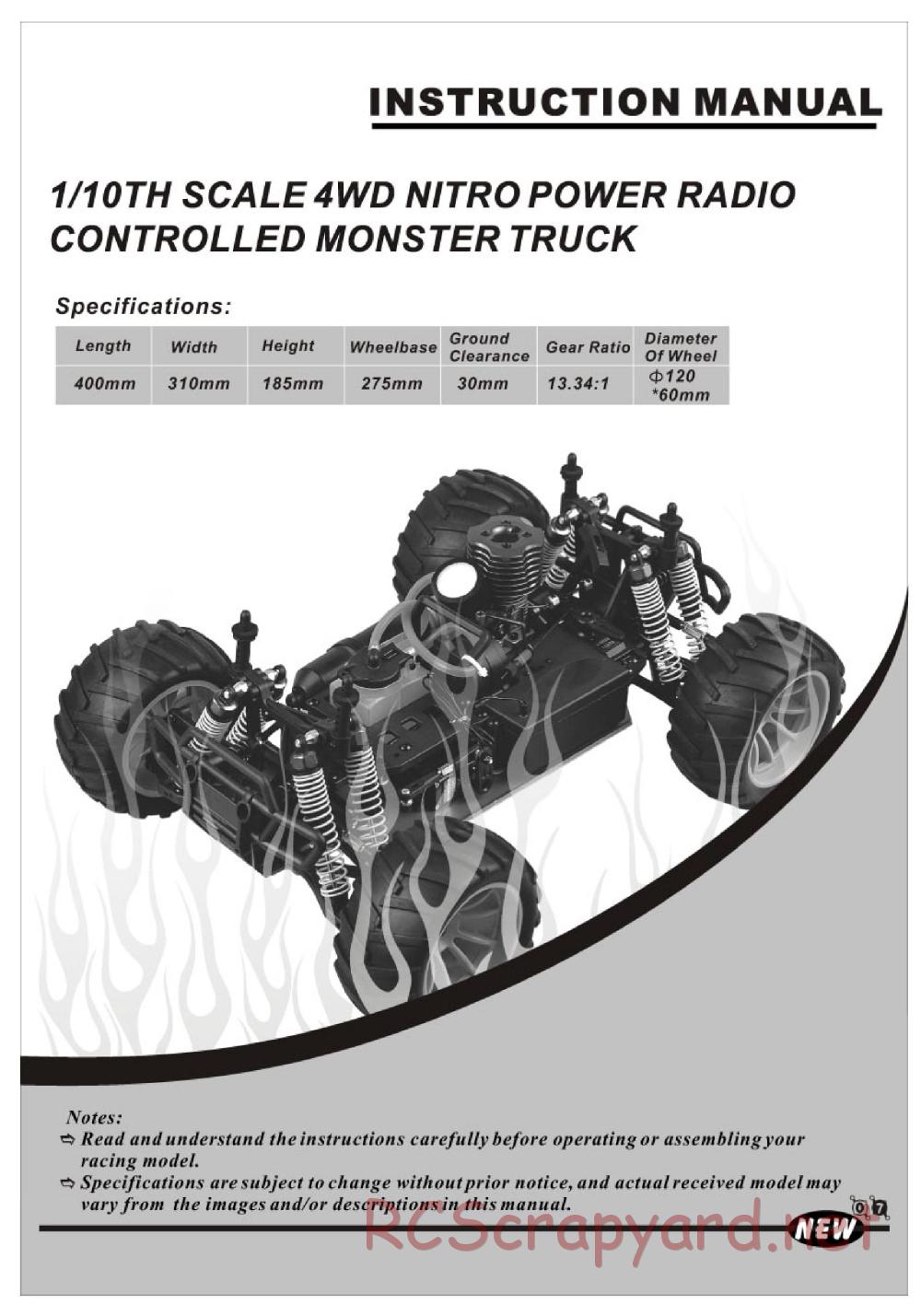 HSP Racing - Tyrannosaurus - 94108 - Manual - Page 1