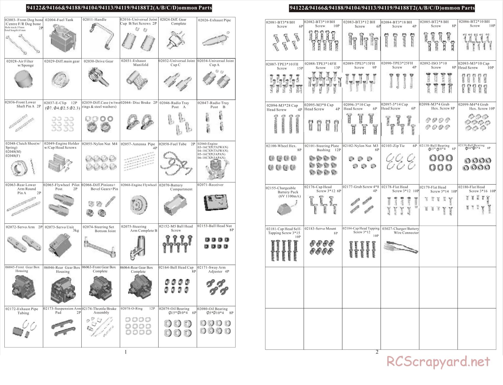 HSP Racing - Backwash - 94166 - Parts List - Page 2