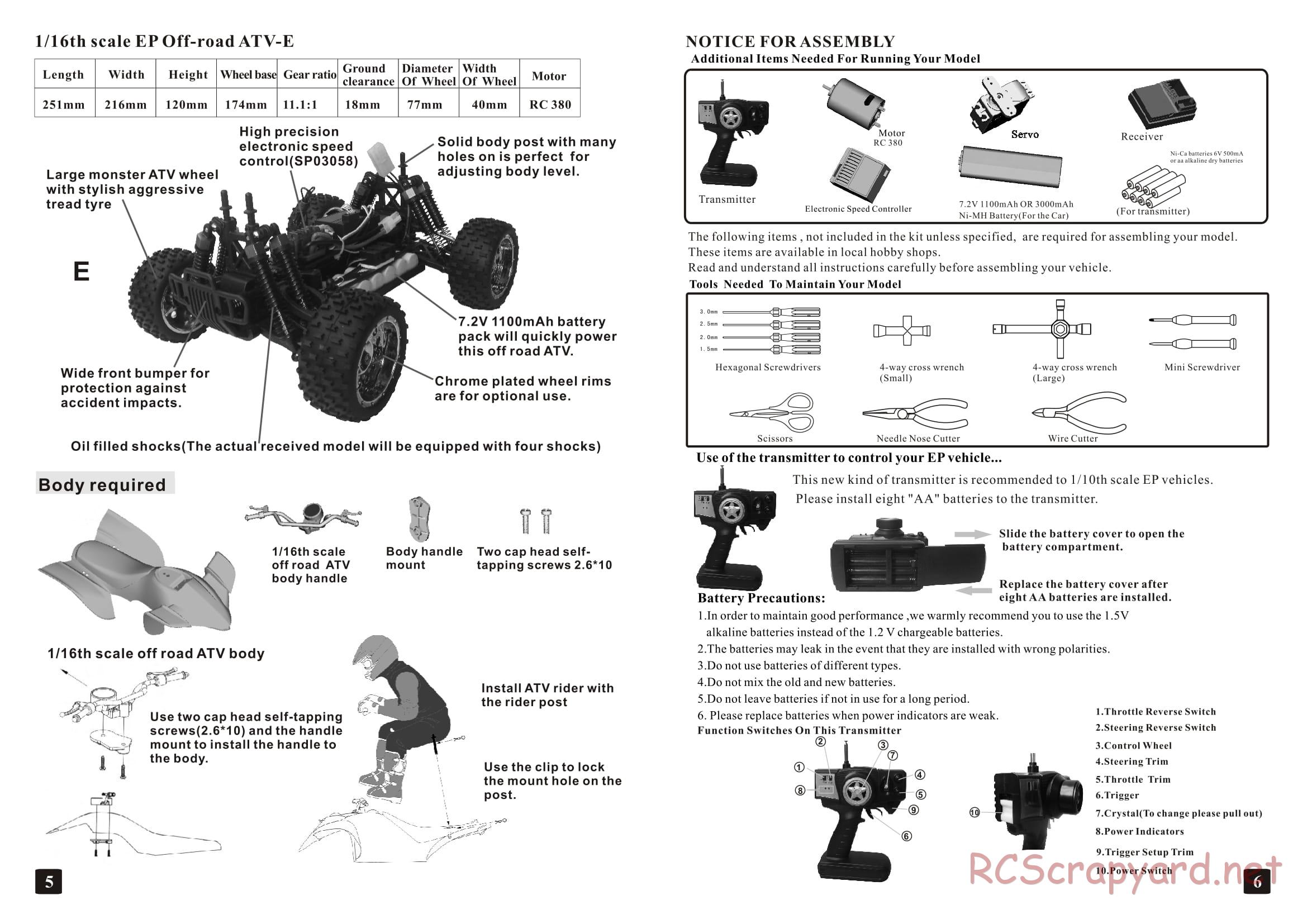 HSP Racing - 1/16 Electric Models - Manual - Page 4