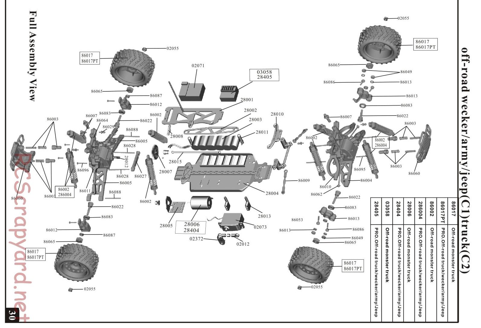 HSP Racing - Kidking - 94186 / 94186PRO - Exploded View - Page 1