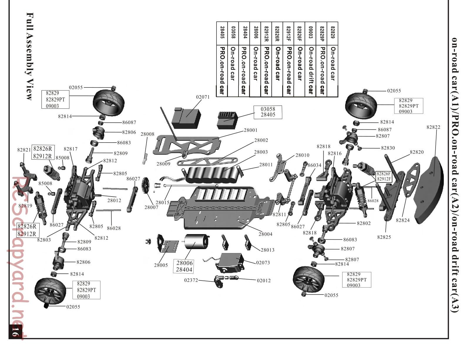 HSP Racing - Flying Fish 2 - 94163 / 94163T/P - Exploded View - Page 1