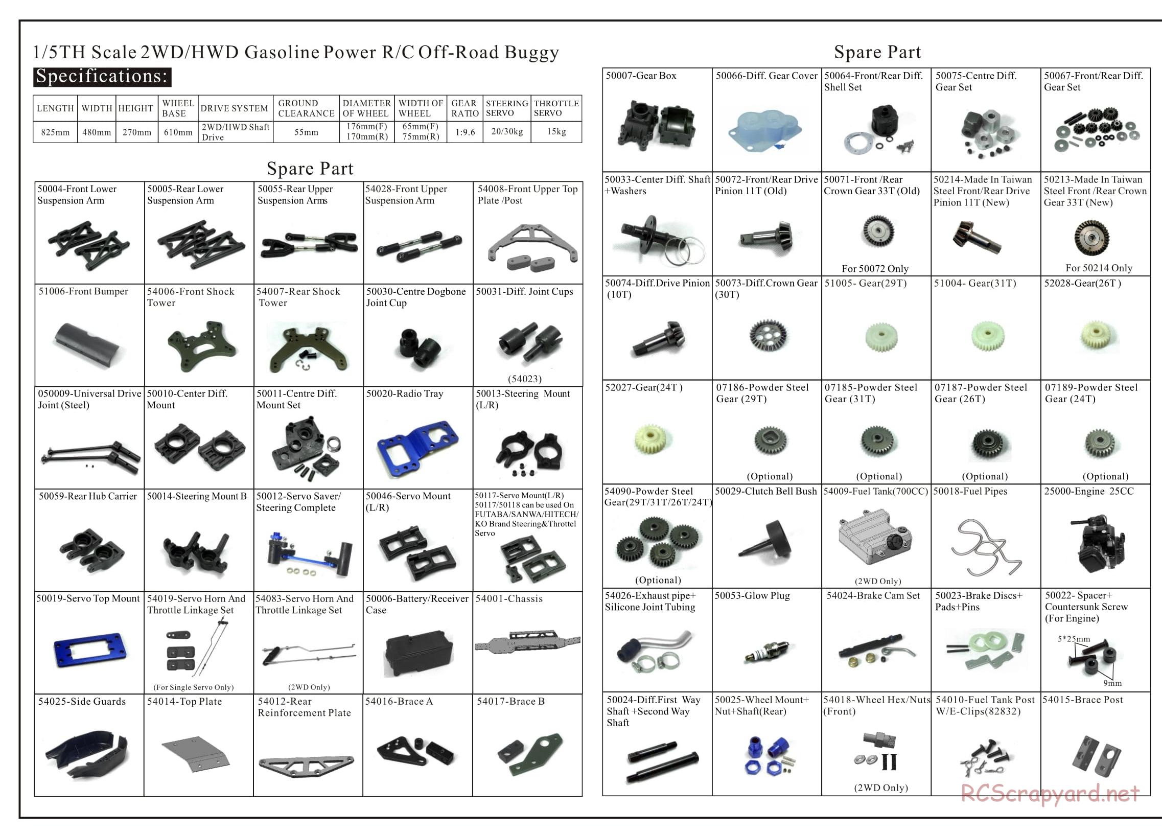 HSP Racing - Bajer - 94054 - Exploded View - Page 1