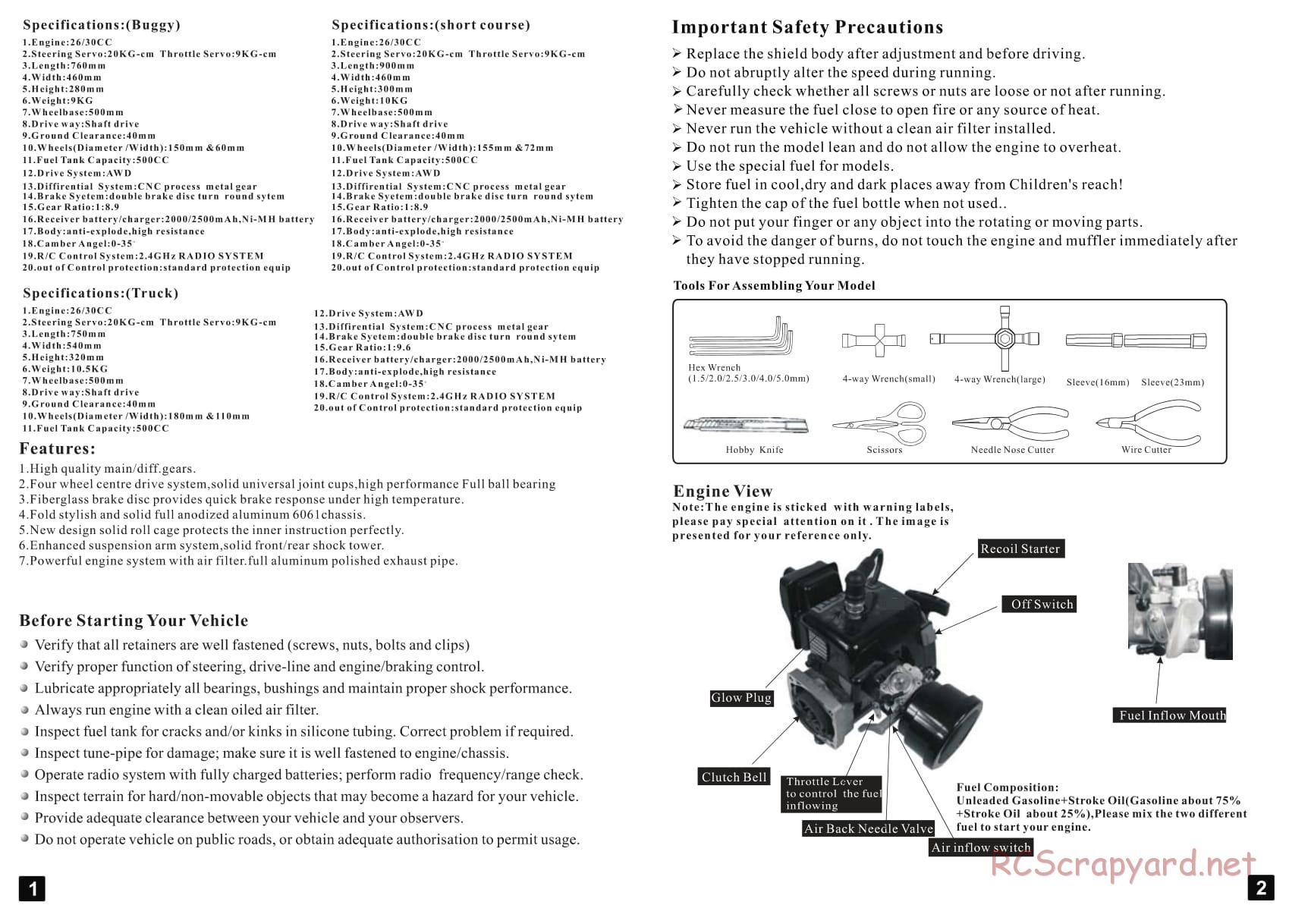 HSP / Redcat Racing - 1/5 Scale Gas - Manual - Page 2