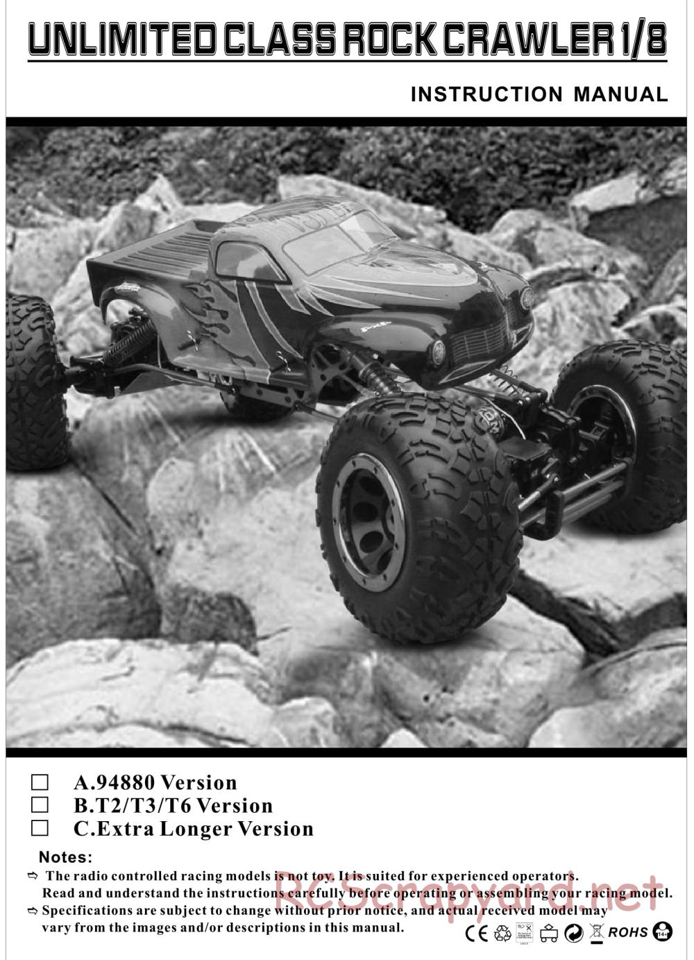 HSP Racing - 1/8 Electric Rock Crawlers - Manual - Page 1