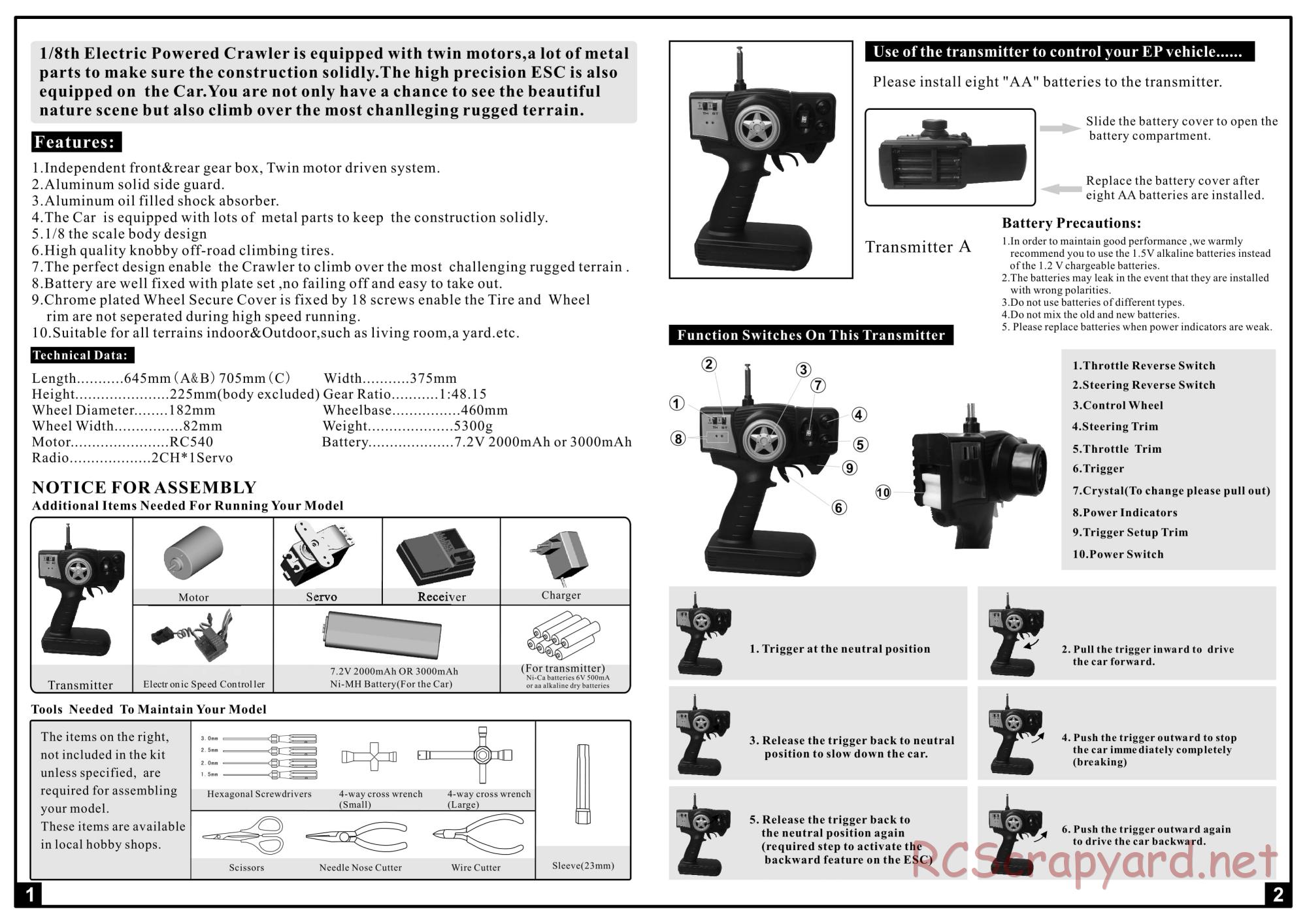 HSP Racing - 1/8 Electric Rock Crawlers - Manual - Page 2