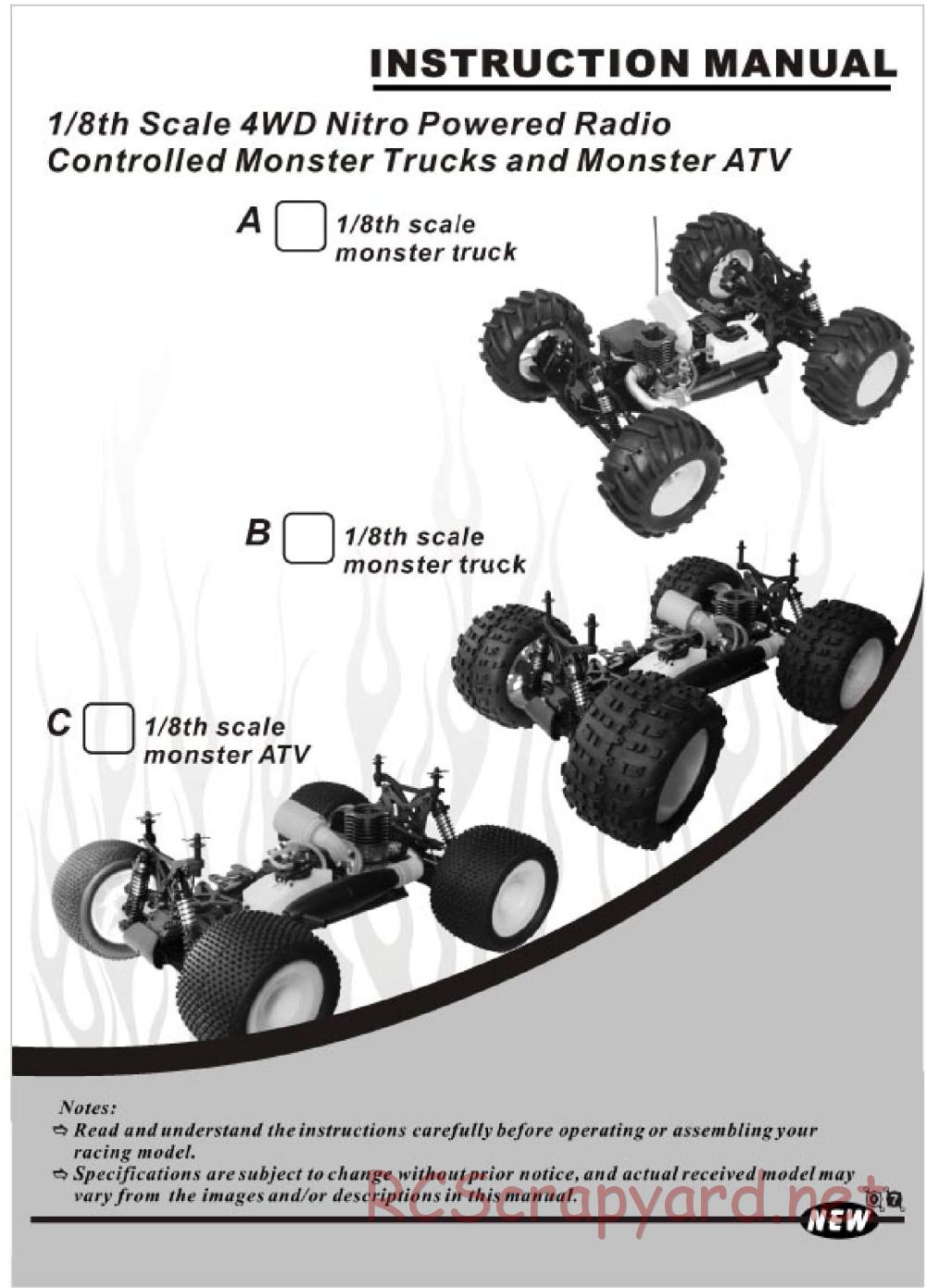 HSP Racing - 1/8 Nitro Monster Trucks - Manual - Page 1