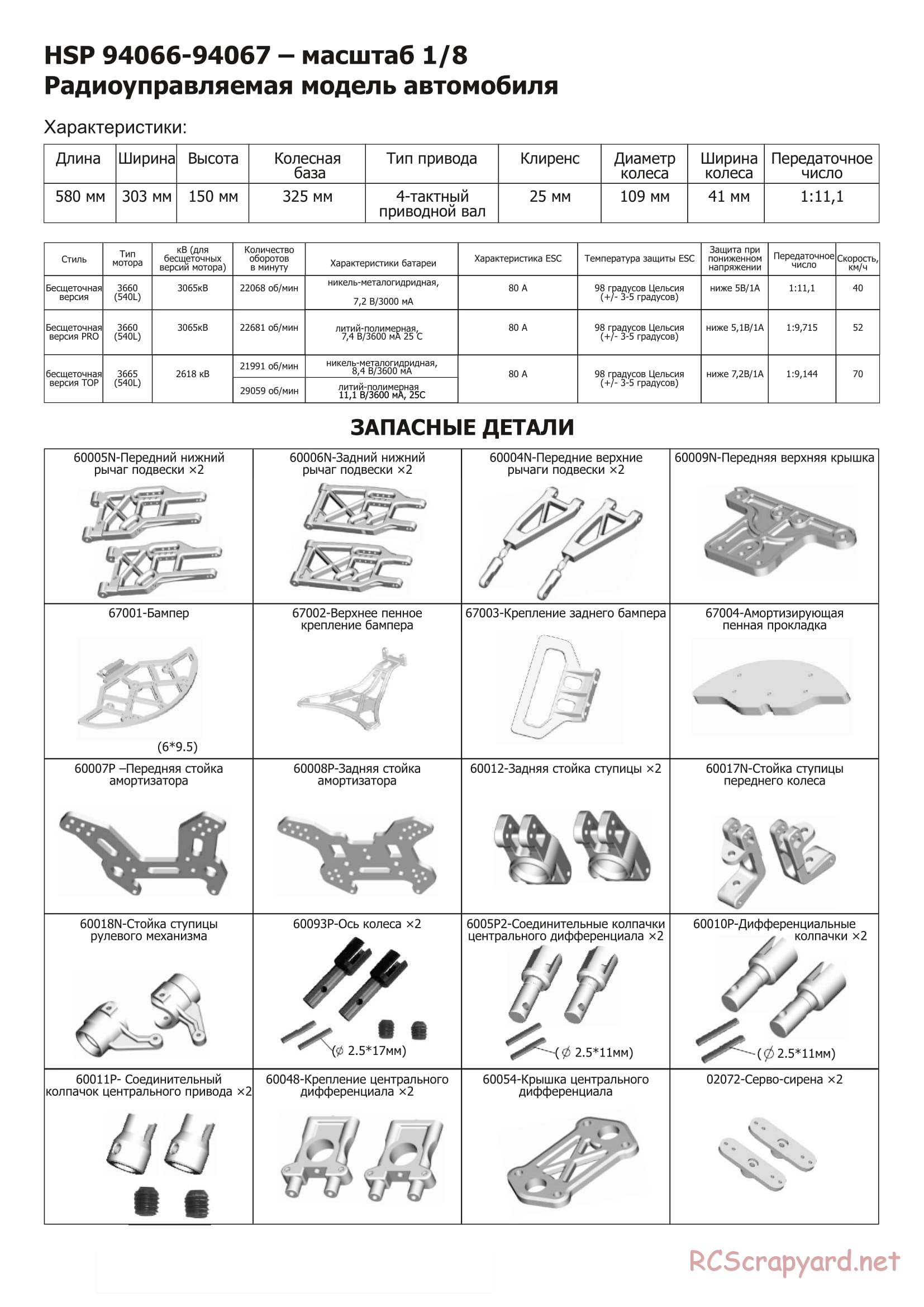 HSP Racing - 1/8 RC Models - Exploded View - Page 1