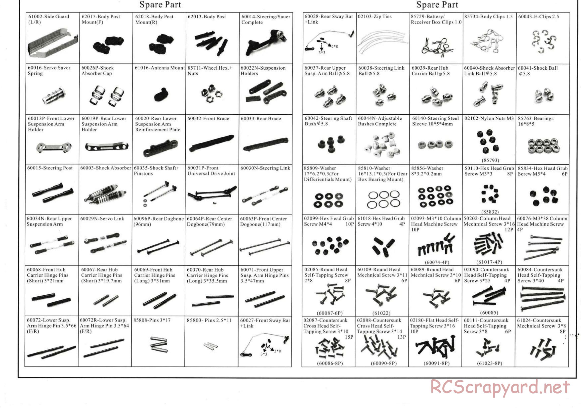 HSP Racing - 1/8 Electric Truck - Parts List - Page 2