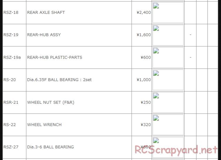 Kawada - M300RSW / M300SX / M300RSW Limited 2 - Parts List - Page 4