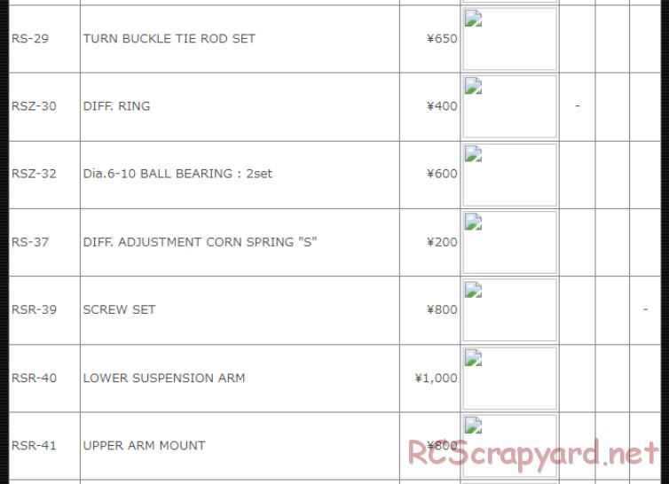 Kawada - M300RSW / M300SX / M300RSW Limited 2 - Parts List - Page 5