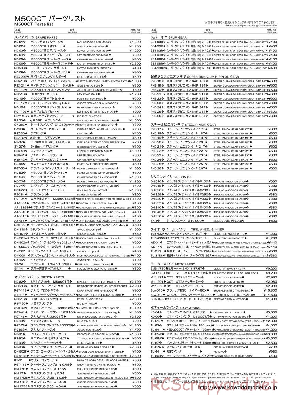 Kawada - M500GT - Manual - Page 16