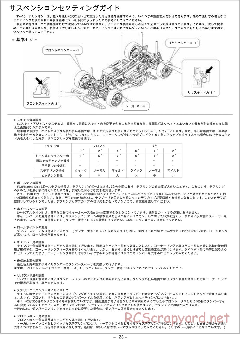 Kawada - SV-10 Alcyon II - Manual - Page 23