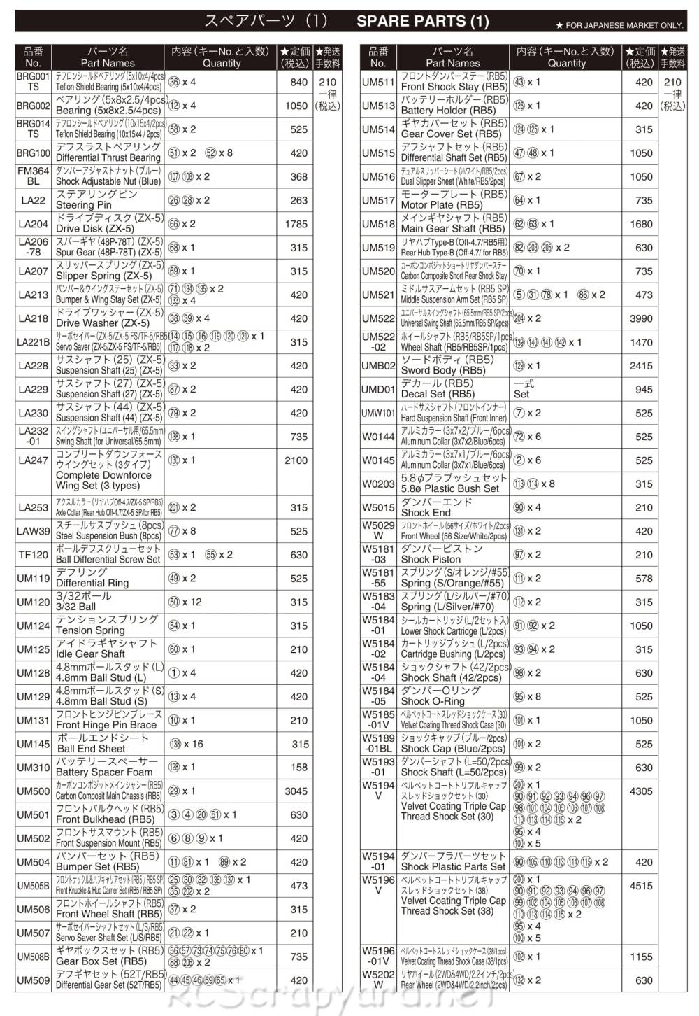 Kyosho - Ultima RB5 SP - 30074SP - RC Model Parts