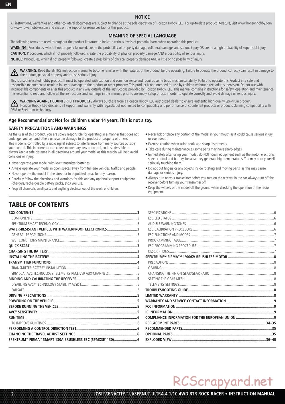 Team Losi - Lasernut U4 Rock Racer - Manual - Page 2