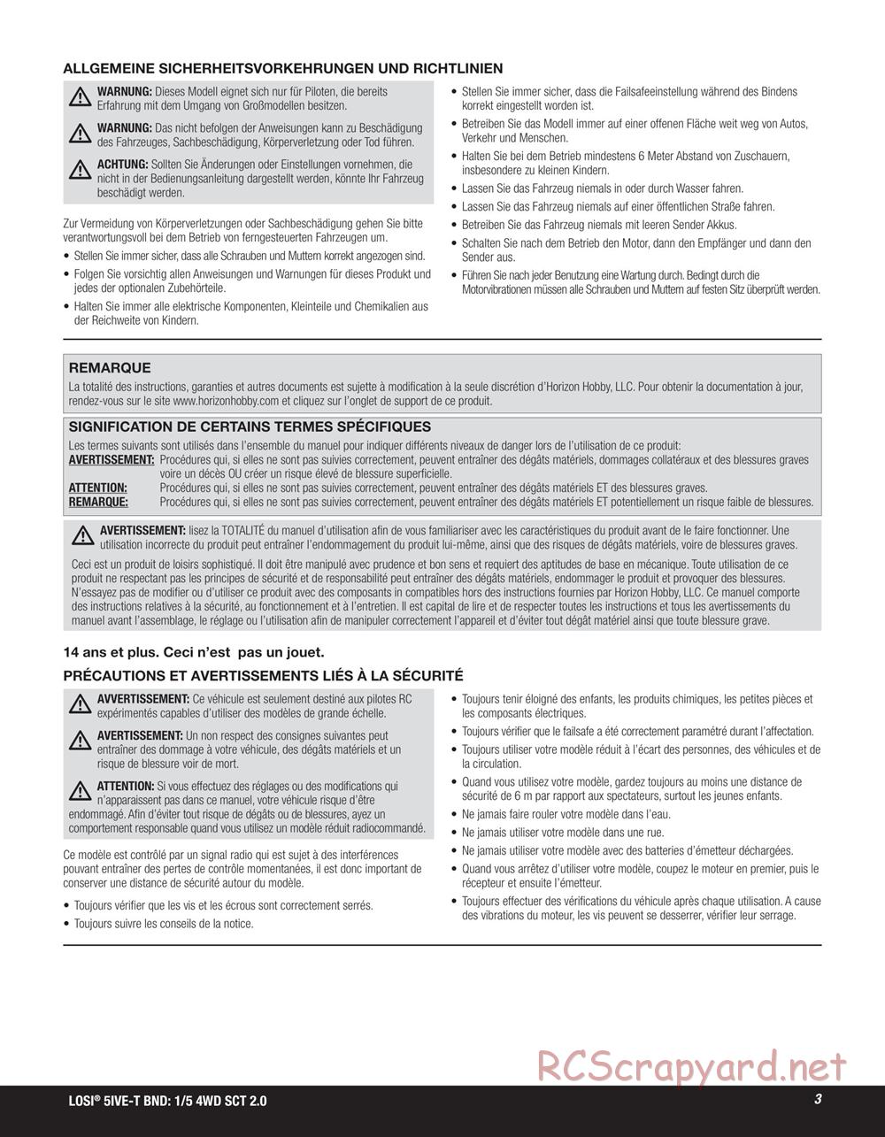 Team Losi - 5ive-T 2.0 SCT - Manual - Page 3