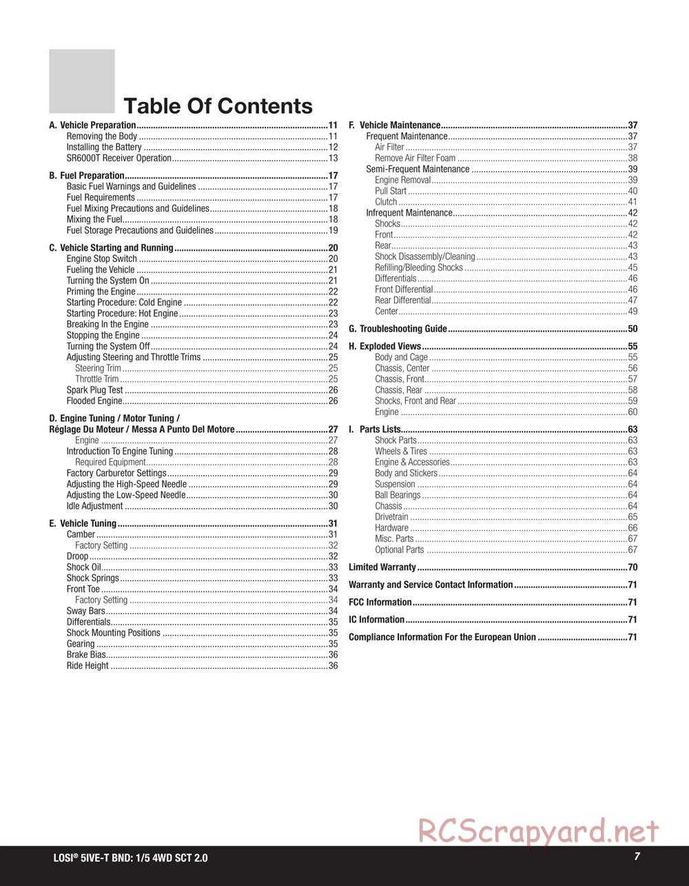 Team Losi - 5ive-T 2.0 SCT - Manual - Page 7