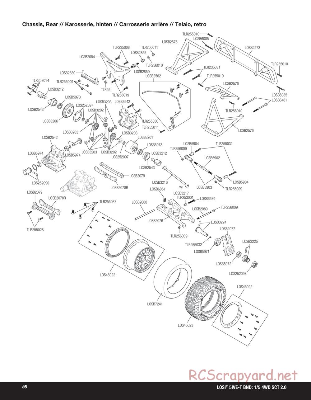 Team Losi - 5ive-T 2.0 SCT - Parts List and Exploded View - LOS05014 ...