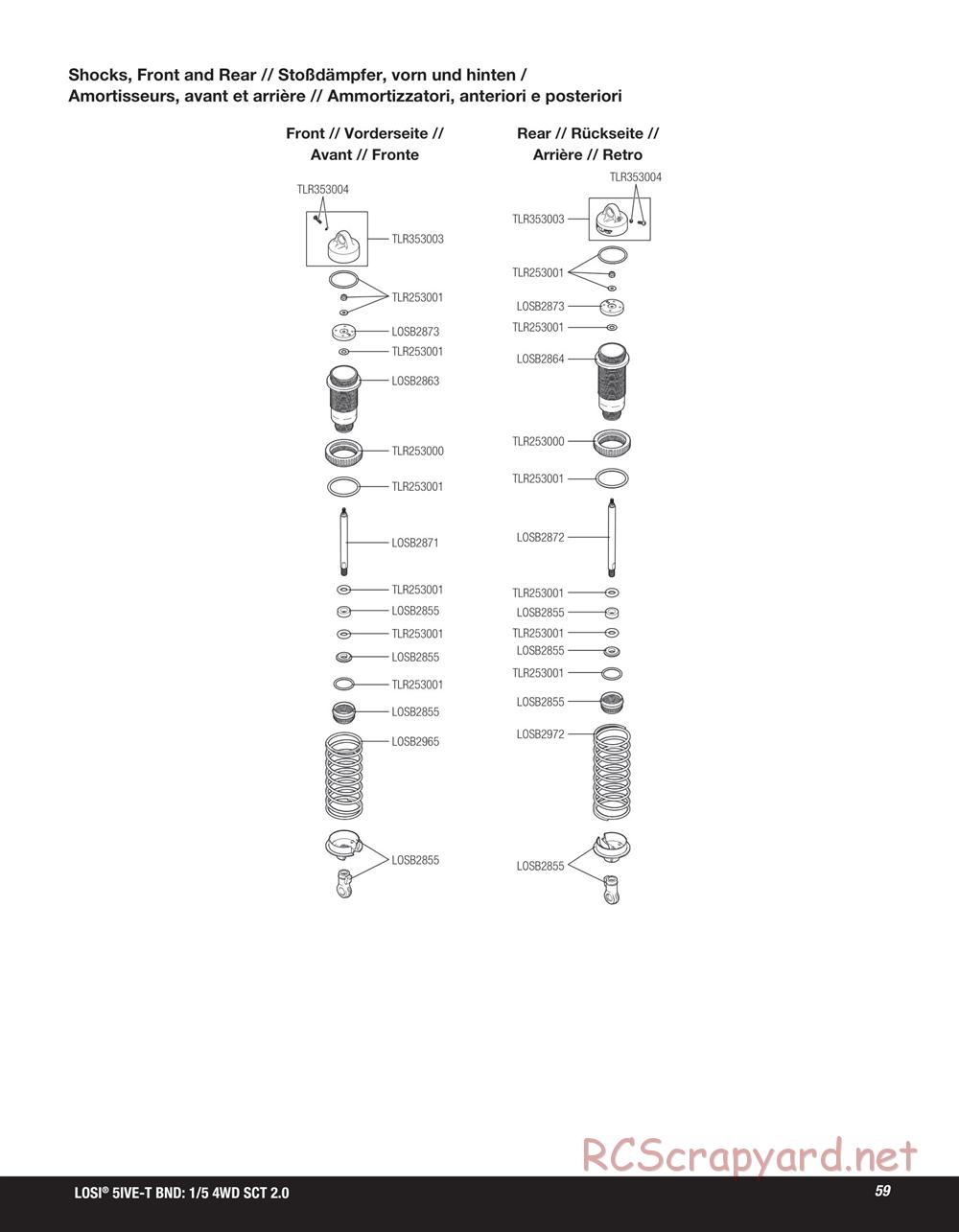 Team Losi - 5ive-T 2.0 SCT - Parts List and Exploded View - LOS05014 ...